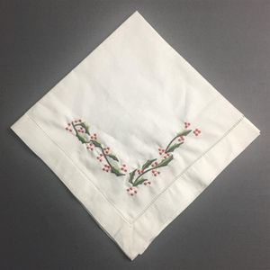 Ensemble de 12 serviettes de table en lin pour textiles de maison, avec motif floral brodé ajouré, pour décoration de mariage, 18x18, 20x2272N