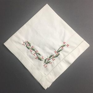 Ensemble de 12 serviettes de table en lin pour textiles de maison, avec motifs floraux brodés ajourés, pour décoration de mariage, 18x18, 20x2338i