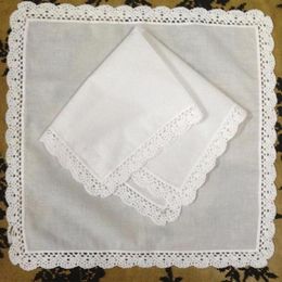 Ensemble de 12 textiles de maison mouchoir de mariage 3030CM coton dames Hankies adultes femmes Hanky cadeaux de fête brodé Crochet Lace2196I