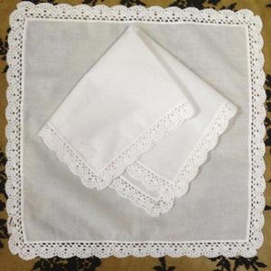 Juego de 12 Textiles para el hogar Pañuelo de boda 3030 CM Algodón Señoras Pañuelos Adultos Mujeres Pañuelo Regalos de fiesta Bordado Crochet Lace2254b