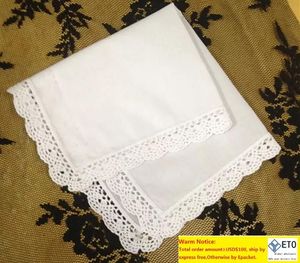 Ensemble de 12 mouchoirs de mariage en coton pour femmes adultes, textiles de maison, cadeaux de fête, dentelle au Crochet brodée