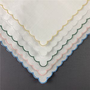 Set van 12 thuis textiel bruiloft zakdoeken dames zakdoek Iers linnen kleur geborduurde geschulpte rand hankies 30 * 30 cm
