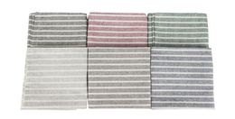 Juego de 12 servilletas de tela a rayas 30 x 40 cm servilletas de mesa de lino de algodón manteles individuales de tela 6 colores T1911059356884