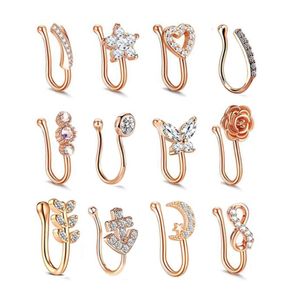 Ensemble de 12 pièces Non Piercing CZ bijoux de corps Clip sur Zircon nez anneaux faux Septum bijoux pour hommes et femmes