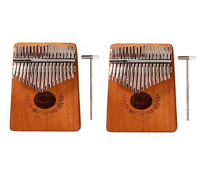 Juego de 2 instrumentos musicales Mbira para dedo de madera, Piano de pulgar Kalimba de 17 teclas, 6925659