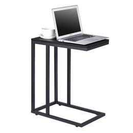 Juego de 2 mesas auxiliares en forma de C, mesa auxiliar pequeña para ordenador portátil, sofá cama, mesa de aperitivos, color negro