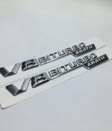 Ensemble de 2 pour Mercedes Benz AMG V8 Biturbo 4Matic Car Trunk Numéro Letters Badge Emblem Sticker8223238