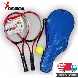 Ensemble de 2 raquettes de Tennis pour enfants, pour l'entraînement, avec dessus en Fiber de carbone et acier, avec balle gratuite, 240124