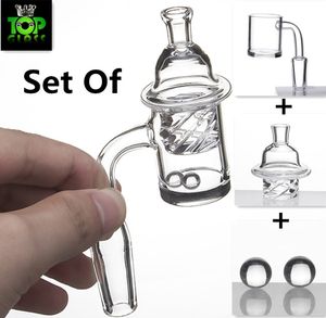 Set Rook 5mm Dikke Bodem Platte Top Quartz Banger Terp Pearl Bowl Cyclone Carb Cap 25mm 10mm 14mm 18mm Glasbong