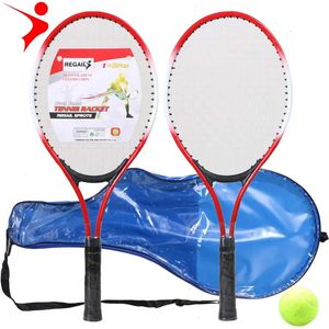 Set di 2 racchette da tennis per adolescenti per allenamento raquete de tennis Corda da tennis in materiale superiore in fibra di carbonio con palla libera 231225