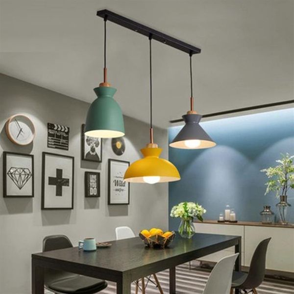 Ensemble de 3 lampes de table à manger macaron coloré LED lampe à suspension moderne lampe à main pour îlot de cuisine éclairage de plafond 242h