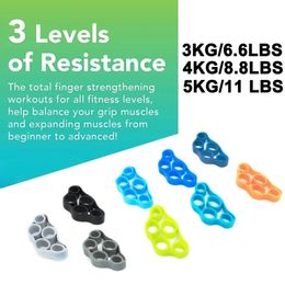 Ensemble de 3 Silicone Finger Grip Force Trainer Resistance Resistance Band Portable Hand Grip Trainers Trainer Finger Trainer