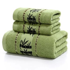 Ensemble de 3 serviettes de plage verte de bambou plus épaisses pour les adultes Face Hand Sport Towels Bathroom 35cmx75cm2pcs et 70cmx140cm1pcs 240506