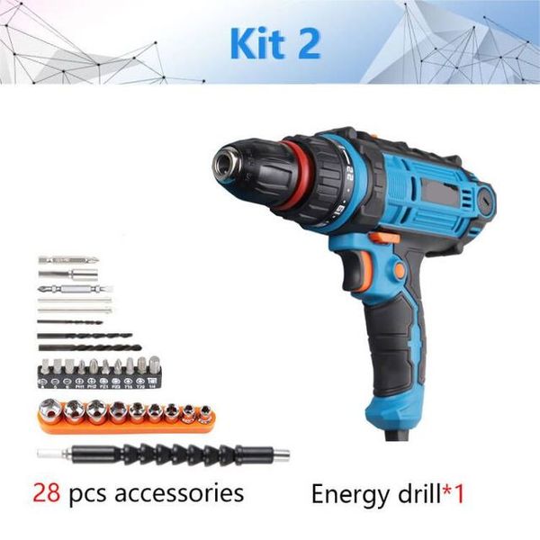 Ensemble d'outils d'alimentation 300W Perce d'impact d'impact électrique Tournevis électrique Perceuse d'énergie avec chuck à libération rapide de 10 mm de chuck max 12nm