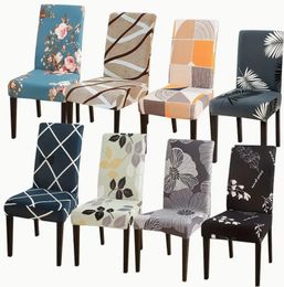 Set van 4 rekbare stoelhoezen - elegante afneembare hoezen voor de eetkamer, wasbare beschermpatronen, universele pasvorm