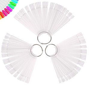 Set van 50 stks Clear Nail Tip Display met Ring Fan Vorm Nail Art Polish Display Board Practice Color weergegeven: stand