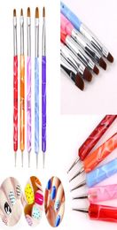 Set van 5 stuks 2-way Marbleizing UV Gel Nail Art Dotting Schilderij Brush Pen Set 5 Size1852908