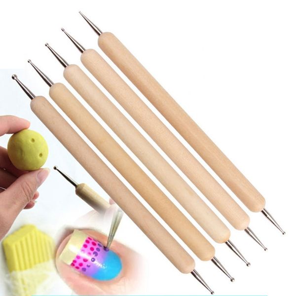 Ensemble d'outils de pointage d'art d'ongle de 5 pièces ensemble outil de traçage de stylet de gaufrage de boule pour dessiner des outils d'argile de pointe de boule stylet de sculpture