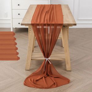 Ensemble de 6 Terracotta Table Table Runner Sheer Fabric Silk For Boho Wedding Arch Draping Decoration Birthday Party Deco 240322