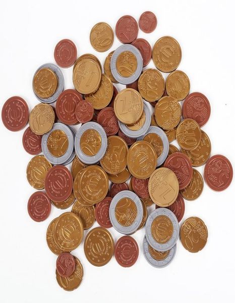 Juego de 80 monedas de euro de juguete de plástico, dinero para jugar, escuela de matemáticas, recurso de aprendizaje cent4140351