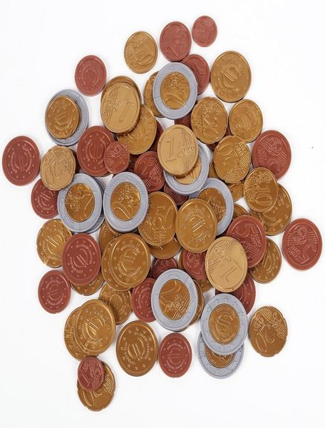 Juego de 80 monedas de euro de juguete de plástico, dinero para jugar, escuela de matemáticas, recurso de aprendizaje cent7885703