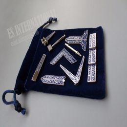 Ensemble de 9 badges d'outils de travail maçonniques bleus différents avec sac en velours maçon maçon Miniature cadeaux de maçon 201125286N