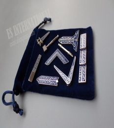 Ensemble de 9 outils de travail maçonniques bleus différents avec un sac en velours maçon maçon miniature maçon cadeaux 2011251877067