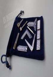 Ensemble de 9 outils de travail maçonniques bleus différents avec un sac en velours maçon maçon miniature maçon cadeaux 2011257891449