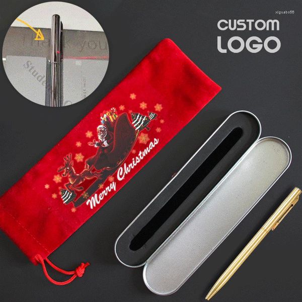 Conjunto de bolígrafo de Metal con logotipo personalizado, bolígrafo de condensador, papelería para oficina y escuela, caja de bolígrafos de regalo de Navidad