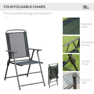 Ensemble de meubles pour la terrasse de jardin ou le patio avec 4 chaises 1 table et 1 aluminium parasol et polyester