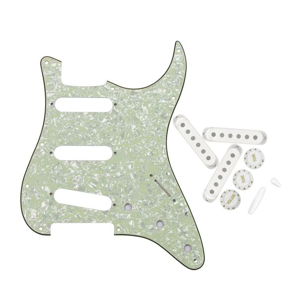 Juego de piezas de guitarra SSS Pickguard Scratch Plate 48/50/52mm Pickup Covers 2 Tone 1 Volumen Perillas Switch Cap Whammy Bar Tip