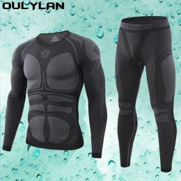 Set Oulylan Men's Sports Ski Thermal Underwear Set Suits Gym Compressiekak Running Kleding Fitness Bodybuilding Training Panty's