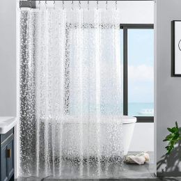 Régler le rideau de douche Peva 3D Rideau de douche étanche à l'épreuve des rideaux de salle de bain transparent avec des crochets simplicité rideaux de bain