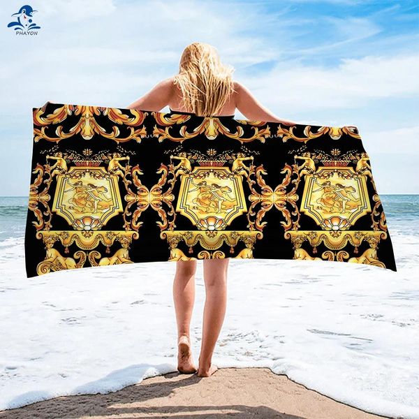 Set Phayon Luxury European Floral Print Microfibre Planche Serviette de plage adulte grand sable Gratuit Free Dry Salle de salle de bain serviette de salle de bain Camping