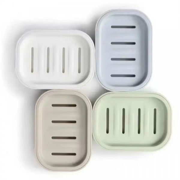 Establecer platos de jabón portátiles DoubleLayer Box de jabón de plástico Drenaje para el baño Drenaje de jabón Bandeja de jabón de jabón con cubierta