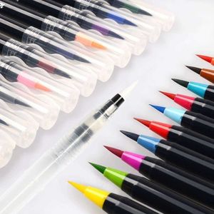 Set - Premium Soft Flexible Dual Tips Coloring Brush Pen Fineliner Color Marker Pens pour enfants adultes P230427