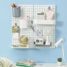 Set Punch Free Plastic Hole Board Wall Plank Organizer, wandmontage Display Pegboardpaneel voor slaapkamer, studie, kantoor, badkamer