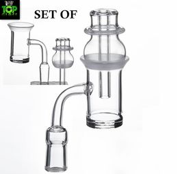 Set Quartz Banger avec bouchon de carburateur en verre à bord biseauté givré Boule de quartz et clou à douille pour tuyaux d'eau en verre Bong dab rigs