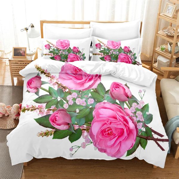 Ensemble de literie queen ensemble rose rose sexy housse de couette hauteur haut de gamme de literie de couette de couette coquette de lit de couette king size