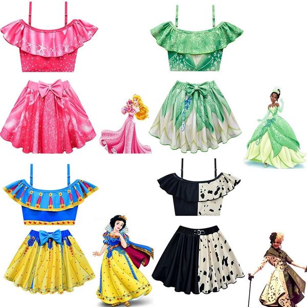Set Rapunzel Princesse Anna Girls Bikini Swimsuit Beachwear2 Piece Snow White Princess Aurora Chydrowsuit Childsuit 210age