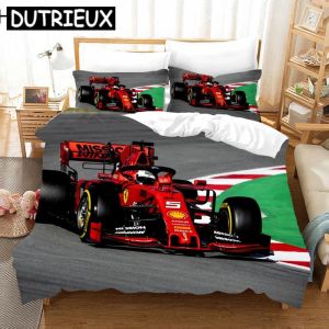 Set Red Racing Car 3D Kids Boy Bedding Set F1 Game Racer Printing Couvre de couette 2 / 3PC