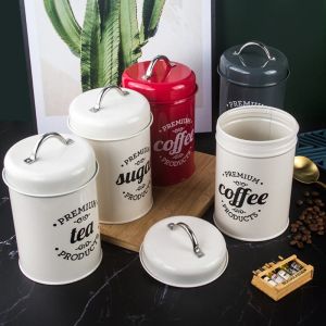 Ensemble de boîtes de cuisine hermétiques rustiques avec couvercle, pot de stockage de sucre, café, thé, caddie, bocaux organisateurs de nourriture