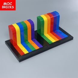 Venta de venta Moc ladrillos mini arcoiris de fondo de pared estatua compatible con bloques de construcción compatibles juguetes novedosos educativos para niños regalos