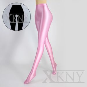 Ensemble Satin lisse opaque brillant collants pantalon entrejambe ouvert collants humides brillants bas soyeux sexy pantalon taille haute slim japonais