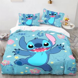 Set set set schattige steek cartoon beddengoed set voor kinderen jongens meisjes anime quilt set schattige cartoon dekbedovertrek 1 dekbedovertrek en 2 kussens pure gordijnen