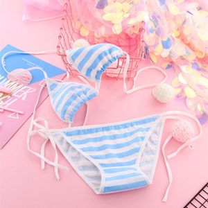 Set sexy lingerie kawaii bleu blanc stripe costume anime cosplay costumes costumes maillots de maillot de bain femmes sous-vêtements