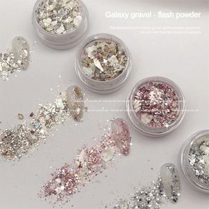 Set Shining Holographic Powder Shell Mica Slices Nail Glitter Abalone Flakes Art Decoration Mix Chunky Pailletten 240229