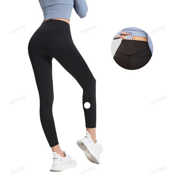 Conjunto, pantalones cortos, Capris Lu1u-2024, pantalones de yoga para mujer, ropa deportiva, mallas para correr, pantalones de pierna recta ajustados para gimnasio