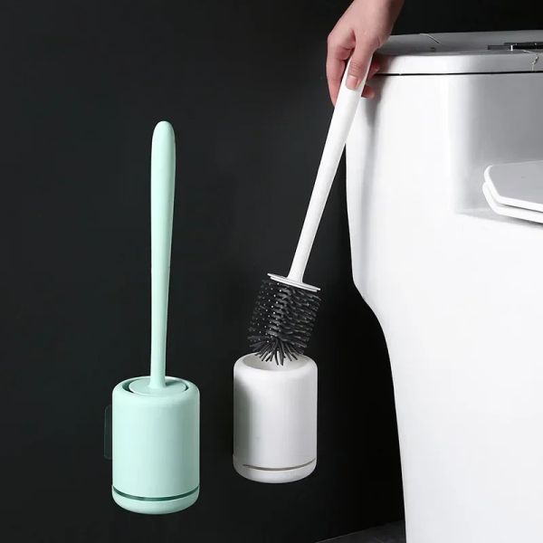 Réglez le pinceau de toilette en silicone WC Brack de séchage rapide Bracket Bracket avec porte-tête plate Houils de nettoyage des poils doux accessoires de salle de bain