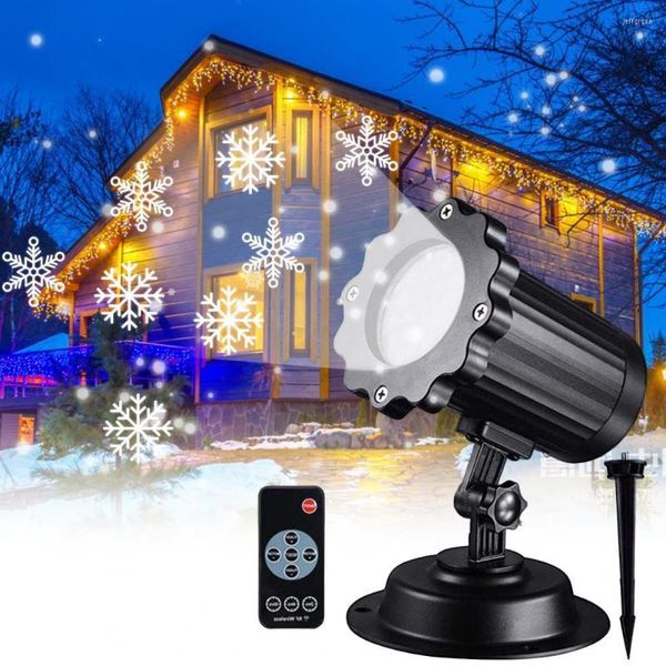 Set de proyector de iluminación de copo de nieve IP65, resistente al agua, Control remoto RF, luz decorativa blanca de noche para nevadas, Noel